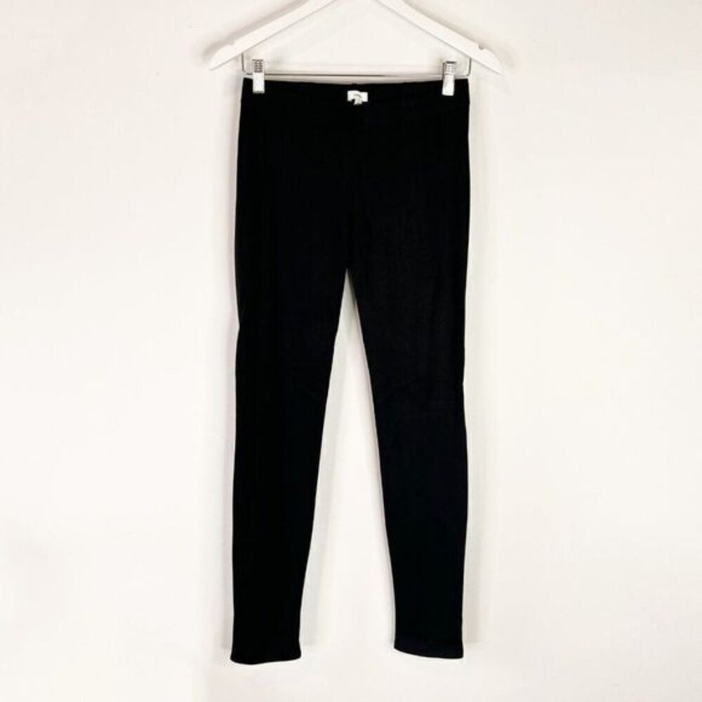 Vince Black Ribbed Stretch Knit Pull On Skinny Pants